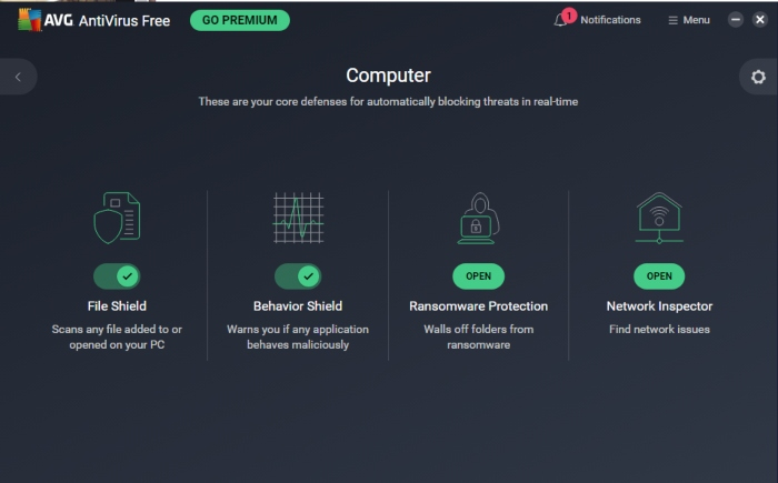 Screenshot of AVG interface